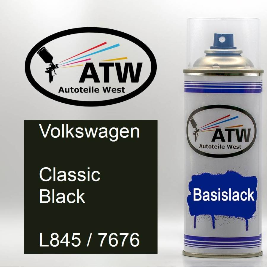 Volkswagen, Classic Black, L845 / 7676: 400ml Sprühdose, von ATW Autoteile West.